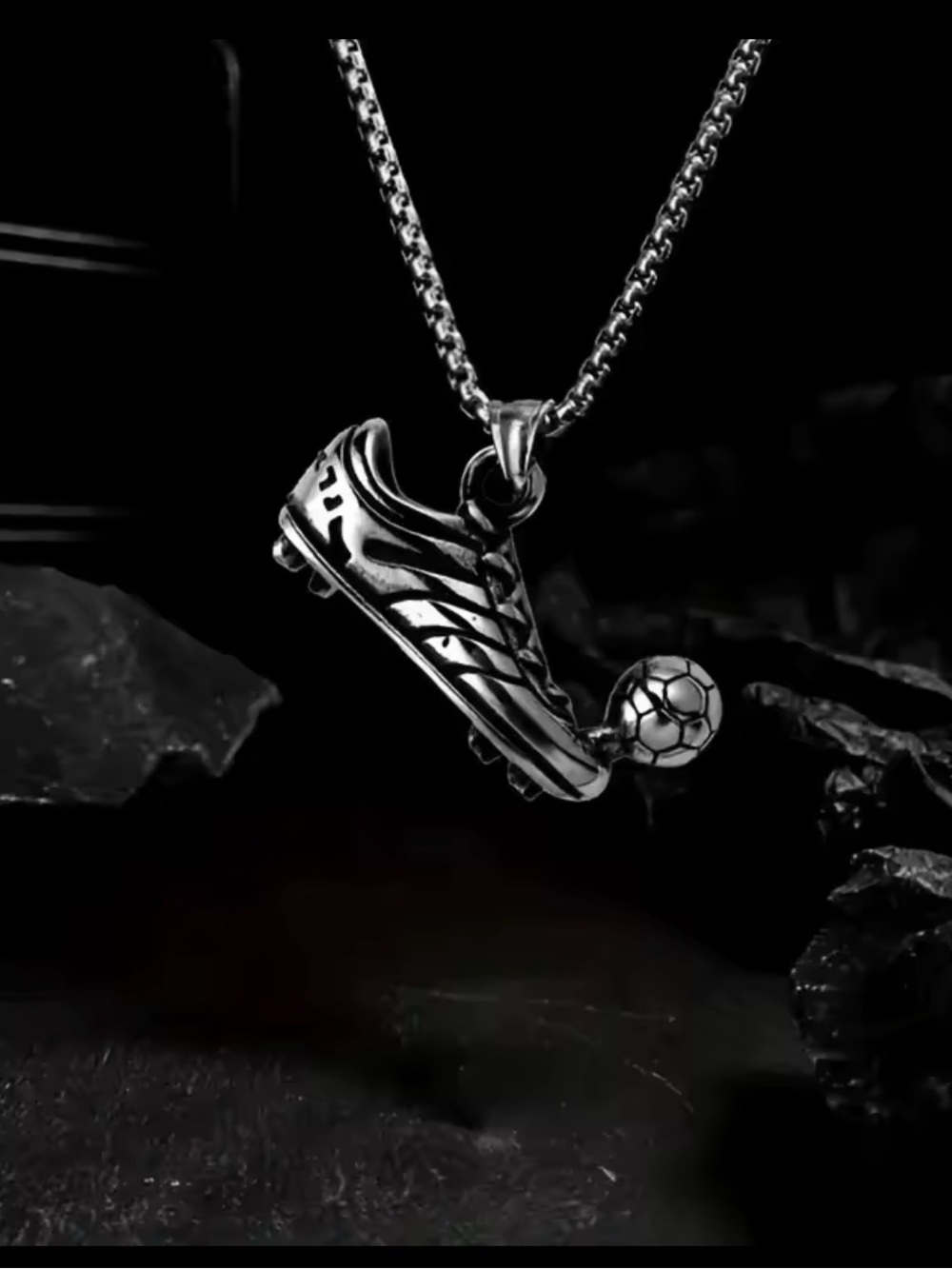 Sterling Silver Soccer Cleat & Ball Pendant Necklace